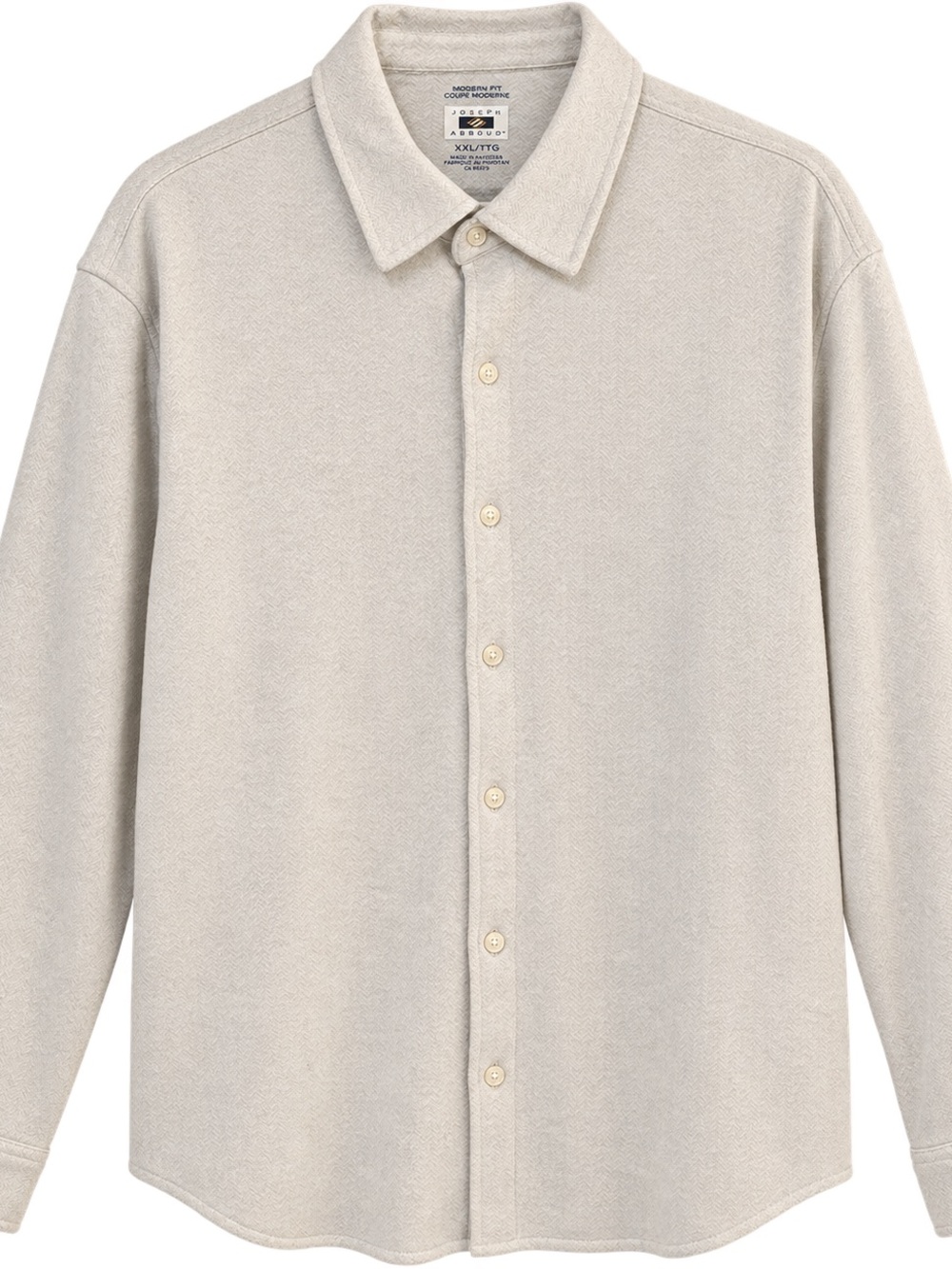 Joseph Abboud Men's Long-Sleeve Button-Down Shirt Jacket in Light Cream